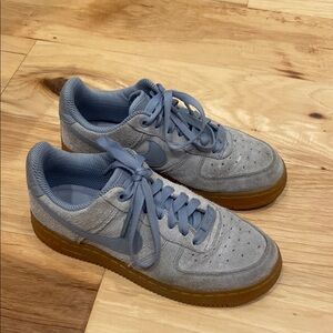 Nike Grey Air Force 1 Sneakers Suede Minimalist Design